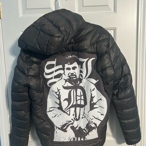 Black Graphic Puffer Jacket